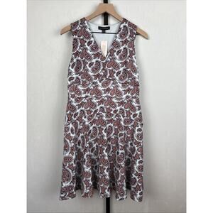 Banana Republic Paisley Dress Womens 8P Blue Brown Sleeveless Preppy Classic NEW